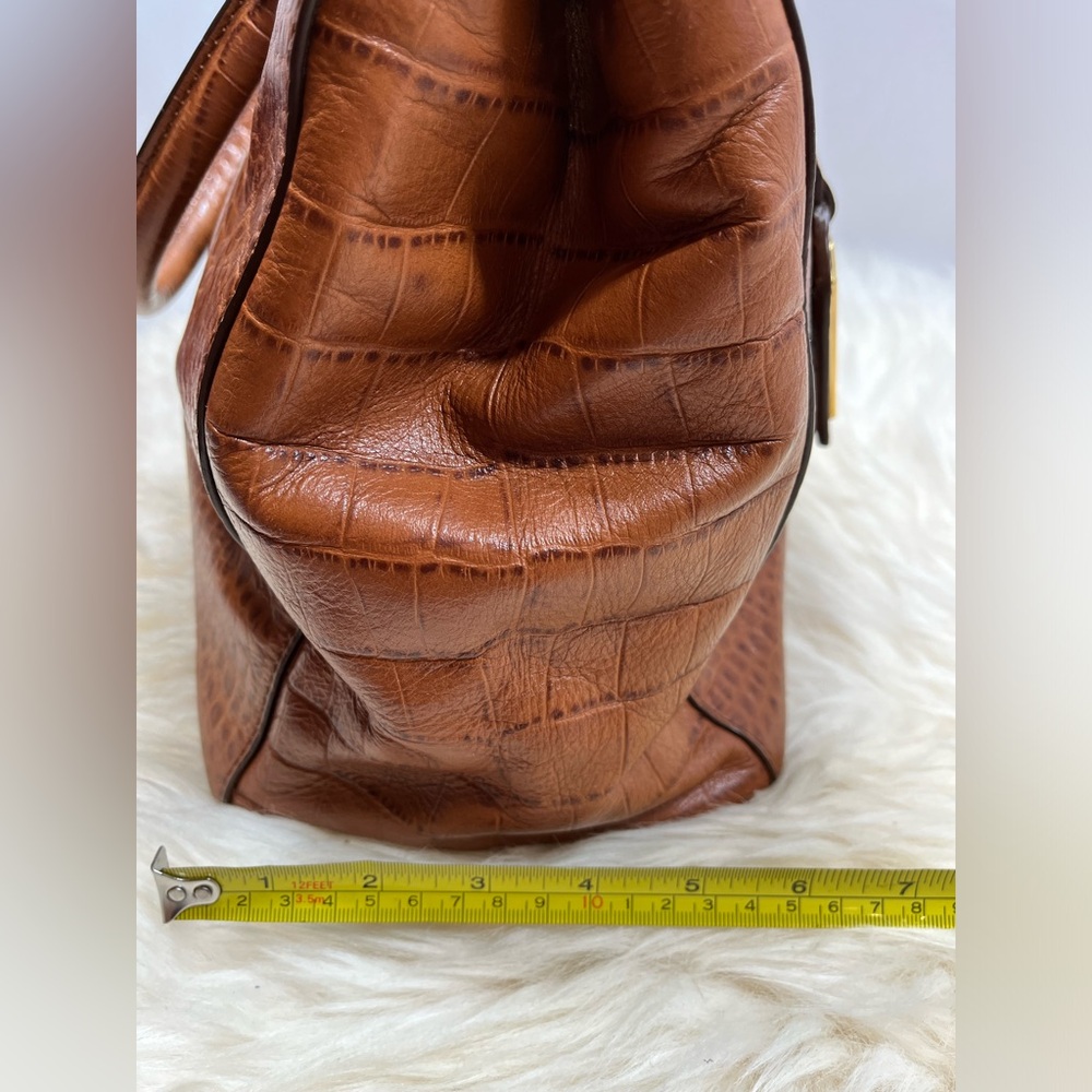 Lauren Ralph Lauren Lanesborough Bourbon Leather Genuine Croc Embossed  Satchel - Picture 16 of 17